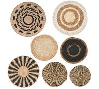 7Pcs/Set Boho Wall Baskets Different Size & Style Boho Wall Basket Decor Woven & Round Decorative Art for Living Room, Bedroom, Farmhouse, Nursery