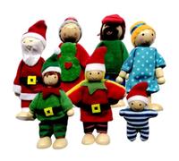 7Pcs/Set Christmas Doll House Family Miniature People Figures Wooden Movable Joint Dollhouse People Interactive Parent-child Doll House Family Figures for Pretend Play Decorating