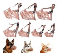 7Pcs/Set Dog Muzzle, Plastic Basket Muzzle Anti Biting Chewing, Adjustable Breathable Mesh Cage Mouth Cover for Small Medium Large Dogs, Training Grooming Walking
