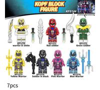 7pcs/set Power Rangers Building Blocks Minifigure Toys Assembly Kids Fans Action Figures Mini Figures Collectible Gift