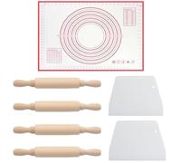 7Pcs Set Small Rolling Pin, Kids Rolling Pin with Handles is Perfect for Making Bread Cookies Tortillas Pasta and