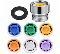 7Pcs Shower Flow Reducer Limiters Set 1/2 inch Flow Restrictor Control Valve for Fixed Handheld Showerhead 1.1/1.5/1.8/2.0/2.1/2.6 GPM