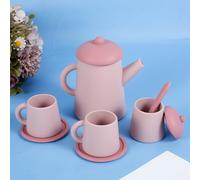 7Pcs Silicone Afternoon Tea Set for Toddler, Children Tea Pretend Toy with Teapot Cups Spoon Spice Jar Cup Mat Toddlers Simulation Tea Toy Set Kitchen Accessories for Kids Boys Girls 3 Years and Up