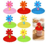 7PCS Silicone Cup Lid Covers for Drinks - Reusable Anti-Spike Glass Covers for Tea, Beer, Wine and Coffee