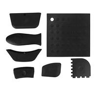 7Pcs Silicone Pot Holder Set, Anti Scald Pan Handle Covers with Grill Scraper, Heat Kitchen Utensil Accessories for Cookware Handles (Black)