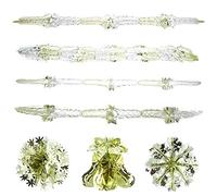 7Pcs Silver/Gold Foil Ceiling Decorations - 9Feet Metallic Garlands, Bell, Ball and Foil Snowflake 3D Festive Hanging Decoration for Wall Window Home Party
