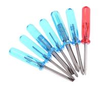 7Pcs Small Screwdriver Set with Cross, Slotted and Five-Pointed Star Tips for Repairing Small Items, 45mm Length, 45# Steel, Compatible with Toys and Mini Devices, Blue/Red/Silver