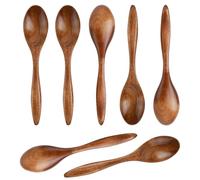 7pcs Small Wooden Spoons, 5.7in Smooth Honey Spoon Wood Teaspoon Serving Spoons Mini Table Spoon for Cooking Condiments Honey Spoons Daily Use
