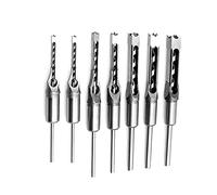 7pcs Square Hole Bit Woodworking Saw Mortising Chisel Steel Bits for Wood with U shape Groove Efficient Chip Discharge Works Machine Suitable MDF Particle Board Pine Basswood