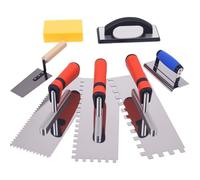 7Pcs Square Notched Tile Trowel Set,Stainless Steel Tile Tools (Notch Size: 5/32" & 5/16" & 1/2"),Includes Rubber Grout Float,Grout Sponge,Margin Trowel,Edger,Idea for Tiling Installation Grouting