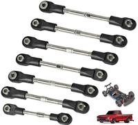 7Pcs Steel Toe Links Kit for Traxxas 1/10 Drag Slash Chevrolet C10 Ford Mustang Bandit XL-5, Replaces 2445, Adjustable Turnbuckles