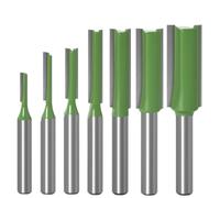 7PCS Straight Cut Router Bit Set Durable Tungsten Carbide 1/4" Shank Double Flute Milling Cutting Tools for Woodworking Engraving Trimming Efficiency Precision (Green)