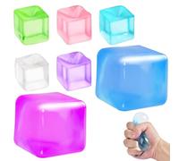 7Pcs Stress Balls for Adults, Squishy Cube, Fidget Ice Cube,Easter Party Bag Filler, Sensory Toy Classroom for Autism Hyperactivity Disorder, Square Pressure Ball Anxiety Relief Toy(colorful)