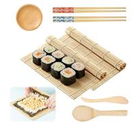 7PCS Sushi Mat Bamboo Sushi Making Kit Sushi Rolling Mat Set 24X24CM