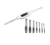 7Pcs Tap And Die Set, Adjustable Tap Wrench Set with Metric Thread M3/4/5/6/8/10/12 Insert Screw Taps Machinist Tap Handle Drill Bits