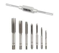 7pcs Thread Taps With 1pc Adjustable Wrench M3 M4 M5 M6 M8 M10 M12 Hand Tap Wrench Set Metric Screw Tap Drill Bit