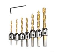 7Pcs Three Point Woodworking Drill Bits Kit 3-10mm High Carbon Steel for HSS for Wood Drilling with Round Handle and Chip Flute Design