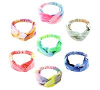 7pcs Tie Dye Knotted Stretch Headband Cloth Sport Accessory