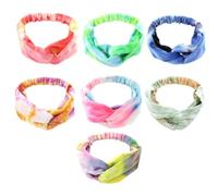 7pcs Tie-dye Knotted Stretch Headband for Cloth Sport Band