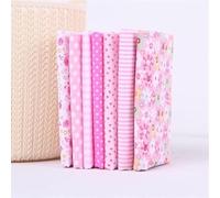 7Pcs Top Pink Cotton Craft Fabric Bundle Squares Patchwork DIY Sewing Scrapbooking Quilting Floral Dot Pattern Craft and Hobby Fabric Bundles Patchwork Sewing 10 x 10 (25cm x 25cm)