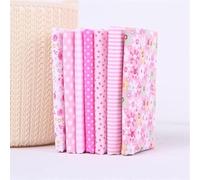 7Pcs Top Pink Cotton Craft Fabric Bundle Squares Patchwork DIY Sewing Scrapbooking Quilting Floral Dot Pattern Craft and Hobby Fabric Sewing10 x 10" (25cm x 25cm)