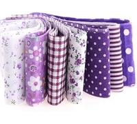 7Pcs Top Purple Cotton Craft Fabric Bundle Squares Patchwork DIY Sewing Scrapbooking Quilting Floral Dot Pattern Craft and Hobby Fabric (25cm x 25cm)