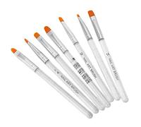 7pcs Transparent Handle Nail Art Brush Set, Nylon Hair Gel Pen for Painting, Carving, with Metal Aluminum Tube for Nail Salon, Household Use (Transparent)