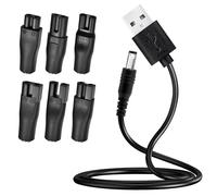 7Pcs Universal Electric Shaver Charger Kit,5V USB Shaver Charger Cable USB Power Adapter Cord Replacement with 6pcs Heads for Beard Trimmers,Shavers,Electric Hair Clippers & 5V Beauty Instruments