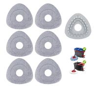 7PCS Universal Flat Mop Head Compatible with Viledar H2PrO RinseClean 2 Tank / EasyWring 1 Tank Turbo Mops Replacement Refills,Spin Mop Head for All Hard Floors Cleaning,Washable & Durable