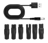 7Pcs Universal Shaver Charger Kit - USB Power Cable with 6 Adapter Heads, 5V Replacement Cord for Electric Shavers, Beard Trimmers, Hair Clippers, Beauty Devices, Travel or Home Use