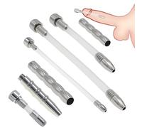 7PCS Urethral Sound Metal Sex Toys for Men Hollow Penis Plug Catheter Plug Smooth Urethral Dilator Masturbation Rod Urethral Sounds SM Adult Game Sex Toy Flat Chastity Lock Accessories