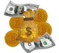 7PCS Wealth Balloon Set - 2x26.8" Dollar, 4x18" Bitcoin & 1x32.8" Money Bag Balloons - Ideal for Monopoly, Retro Disco Gold, Futuristic Wealth Parties, Corporate Events, Investment Talks & Birthdays