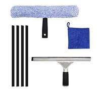 7pcs Window Glass Cleaning Set, 14" Window Squeegee Cleaner Microfibre Glass Wiper Cleaning Cloth and 4 Replacement Rubber Strips Professional Window Cleaning Tool Kit for Window Glass