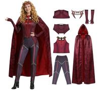 7PCS Women Wanda Maximoff Costume Scarlet Witch Cosplay Outfits Adult L