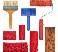 7Pcs Wood Grain Tool Set Wood Grain Painting Tool Wood Grain Roller Wood Texture Paint Tool DIY Rubber Wood Pattern Painting Roller for Wall Room Art Decoration