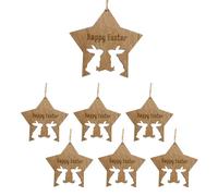 7pcs Wood Hollow Rabbits Star Pendant Happy Easters Decoration Decorative Handmade Hanging Ornament Party Supplies Easters Wood Sign