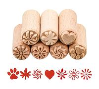 7PCS Wood Stamp, Wooden Handle Pottery Tools Set Clay Stamps Cookie Dough Textiles Scrapbook Printing Tools Block Stamp for Clay Christmas Birthday Gift 50 x 20mm Burlywood