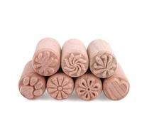 7pcs Wooden Clay Stamps Set, 5x2cm/2x0.8in Round Column Pottery Stamps with Mixed Patterns for Polymer Clay Ceramic Decorating Baking & Craft Art