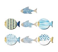 7pcs Wooden Fish Hanging Ornament Rustic Mediterranean Wall Decor