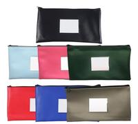 7pcs Zipper Cash Bags Bank Deposit Money Bag Leather Bank Deposit Bags Money Bags with Id Window Blank Card