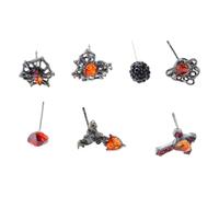 7Piece Dark Styles Earrings Adornment Set Featuring Spiders Webs, Crosses, and Hearts for a Unique Fashion Statement Halloween Earrings