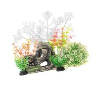 7Pieces Aquariums Decoration Set Artificial Fishtanks Plant And Cave Rock Set For Natural Fishtanks Environment Landscape Plant