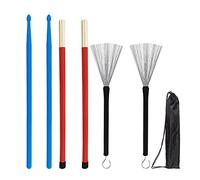 7pieces Drumsticks Set Include Drumsticks Steel Wire Brushes Stick and Velvet Bag Retractable Drum Brushes Set Nylon Drum Stick Nylon for Adults Wire