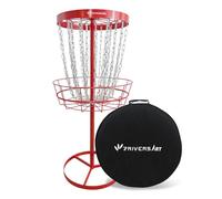 7RiversART Disc Golf Basket Portable Disc Golf Target with Heavy Duty 24-Chains Disc Golf Course Basket Come with Carry Bag Red