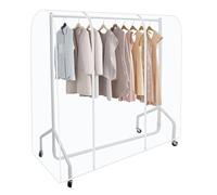 7RiversART Metal Heavy Duty Clothing Garment Rack with Cover, 122 CM * 150 CM Clothes Rail with Bottom Rack for Coats, Skirts, Shirts, Sweaters, Holds up to 90 kg, White