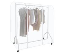 7RiversART Metal Heavy Duty Clothing Garment Rack with Cover, 140 CM * 150 CM Clothes Rail with Bottom Rack for Coats, Skirts, Shirts, Sweaters, Holds up to 90 kg, White
