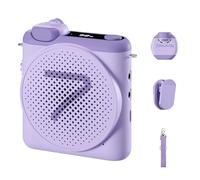 7RYMS WA2 Portable Wireless Voice Amplifier with Wireless Lavalier Microphone - 50m Range, AI Denoise, 23H Battery, Bluetooth/AUX, One-Click Muting, for Teachers, Coaches, Tour Guides(Purple)