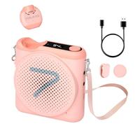 7RYMS WA2 Voice Amplifier with Wireless Magnetic Lavalier Mic, 23H battery life, Portable Amplifier with Noise Canceling, Mini Voice Amplifier for Teachers, Meeting, Training, Speech (Pink)