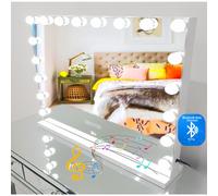 Hollywood Vanity 66x58cm Makeup Mirror Bluetooth 18 LED Bulb Tabletop Wall 7seas White One Size