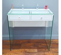 7seas Dressing Table Glass Leg Panel High-Gloss Pro for Hollywood Mirror Makeup Vanity in White 7seas White